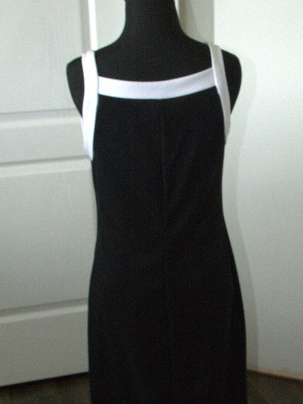 Vintage All that Jazz Black Halter Gown, White Trim size Medium